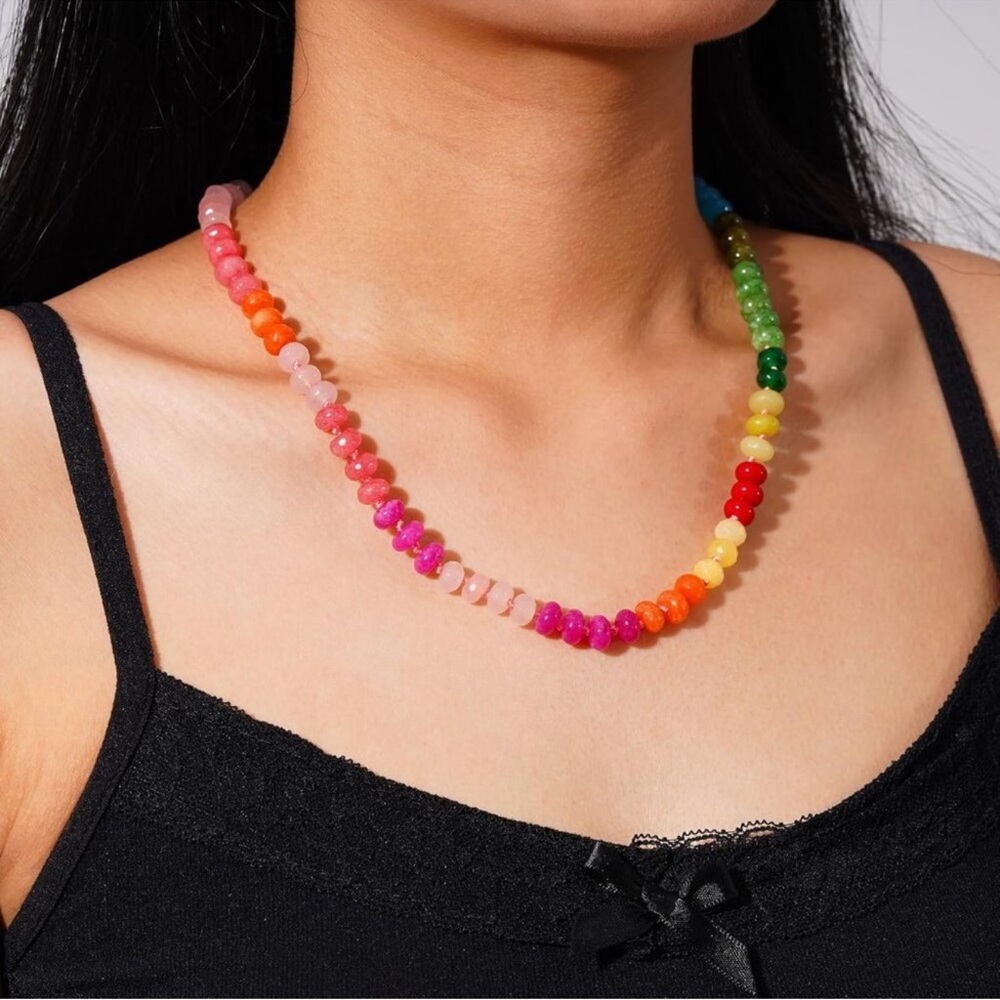 Colorful Rainbow Stone Beaded Choker Necklace
Adjustable - Picture 11 of 12